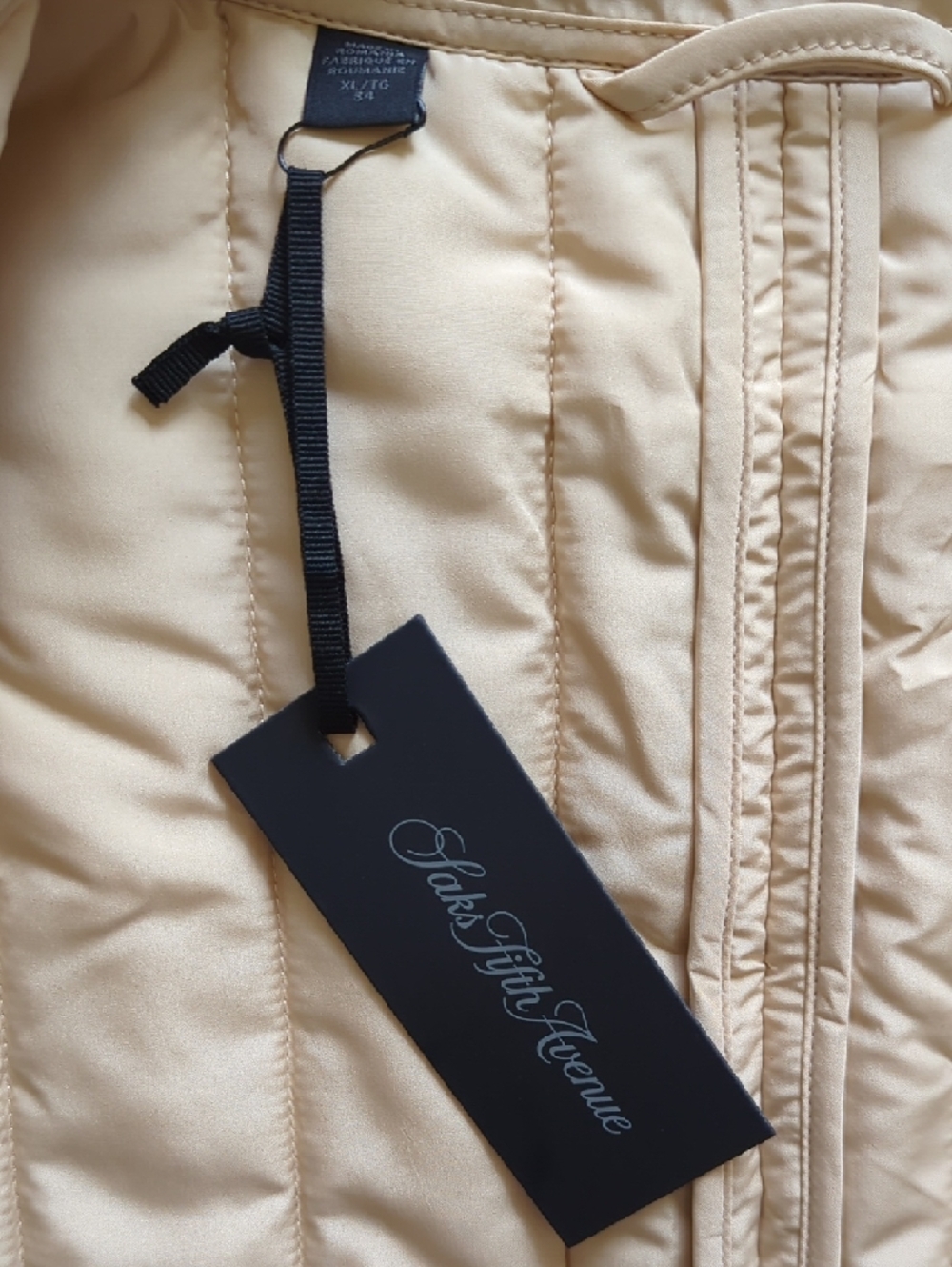 Saks Fifth Avenue Quilted Tan Button-Front Vest Size XL - Picture 12 of 13